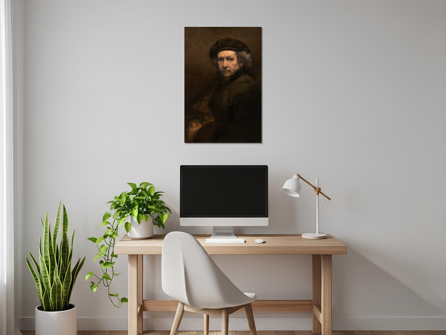 Autorretrato con boina y cuello volteado - Rembrandt van Rijn