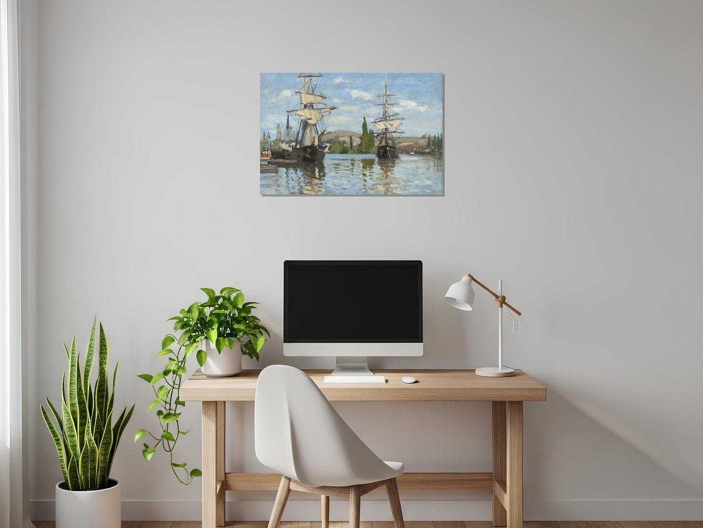 Barcos en el Sena en Rouen - Claude Monet