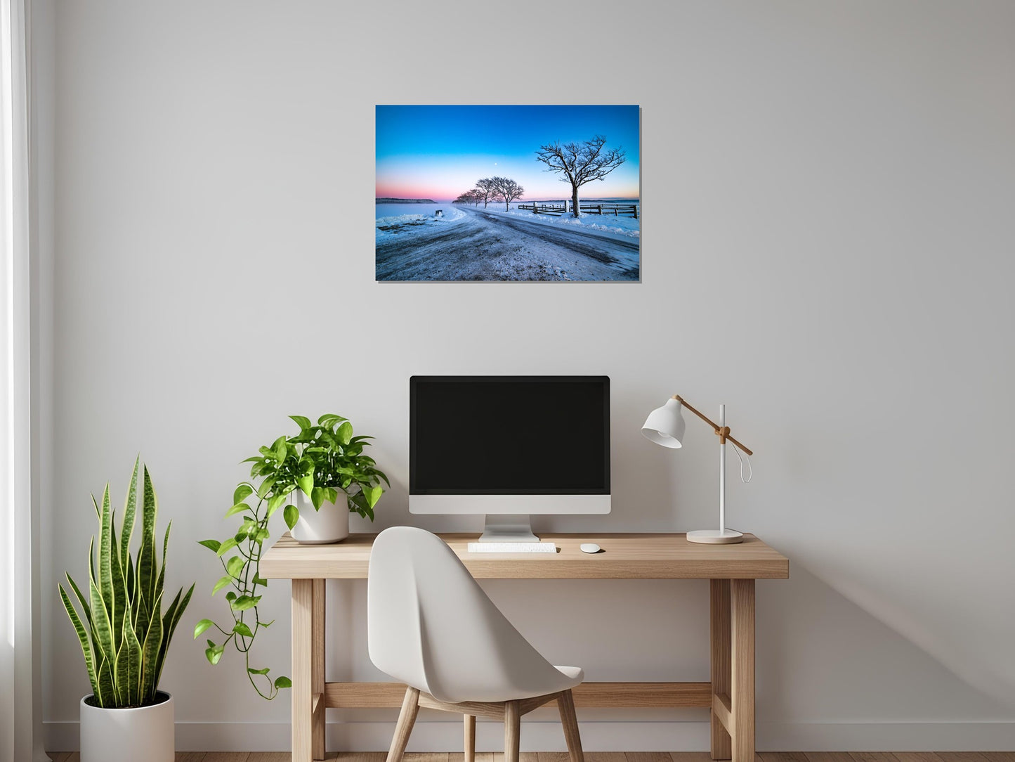 Camino de nieve al horizonte