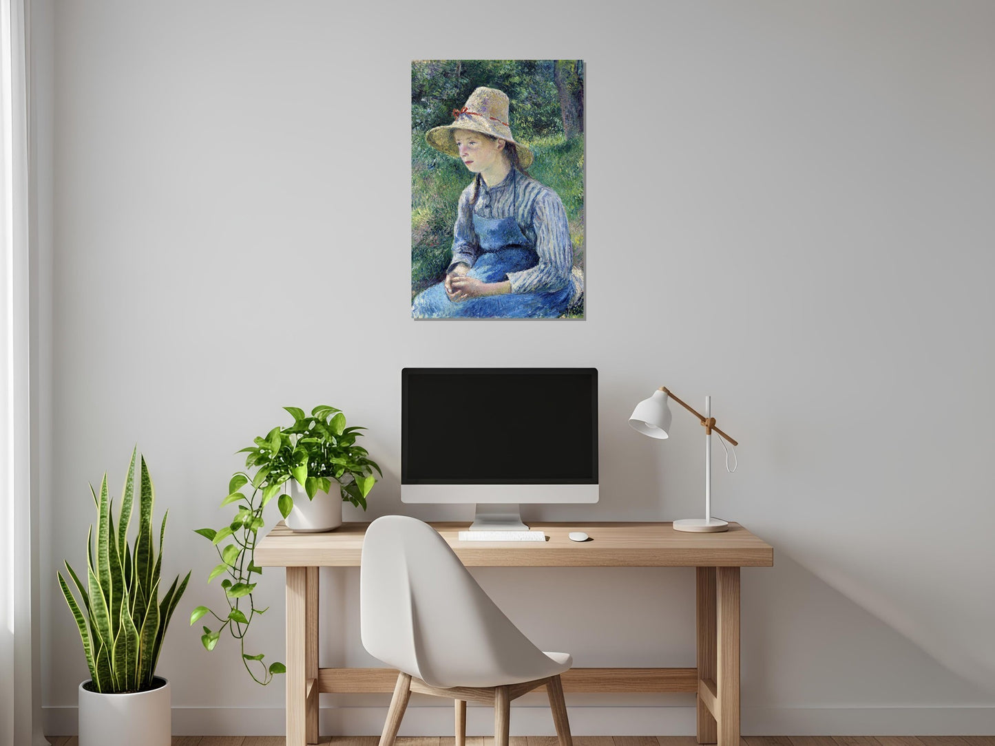 Joven campesina con sombrero de paja - Camille Pissarro