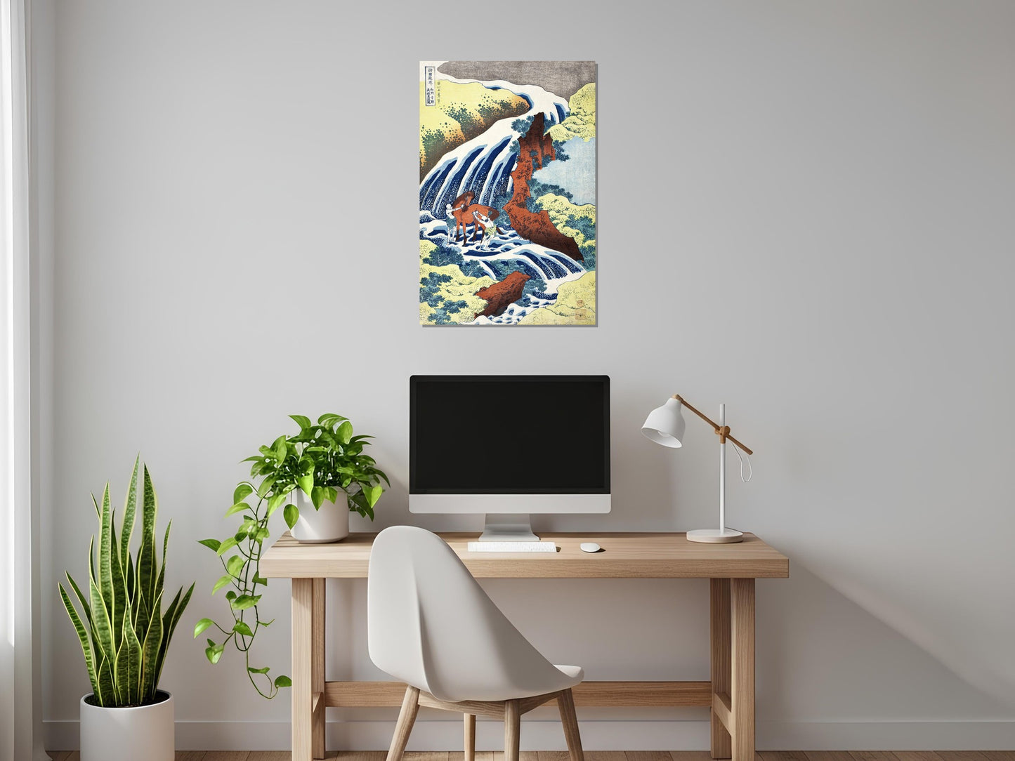 La cascada donde Yoshitsune lavó su caballo en Yoshino en la Provincia de Yamato - Katsushika Hokusai