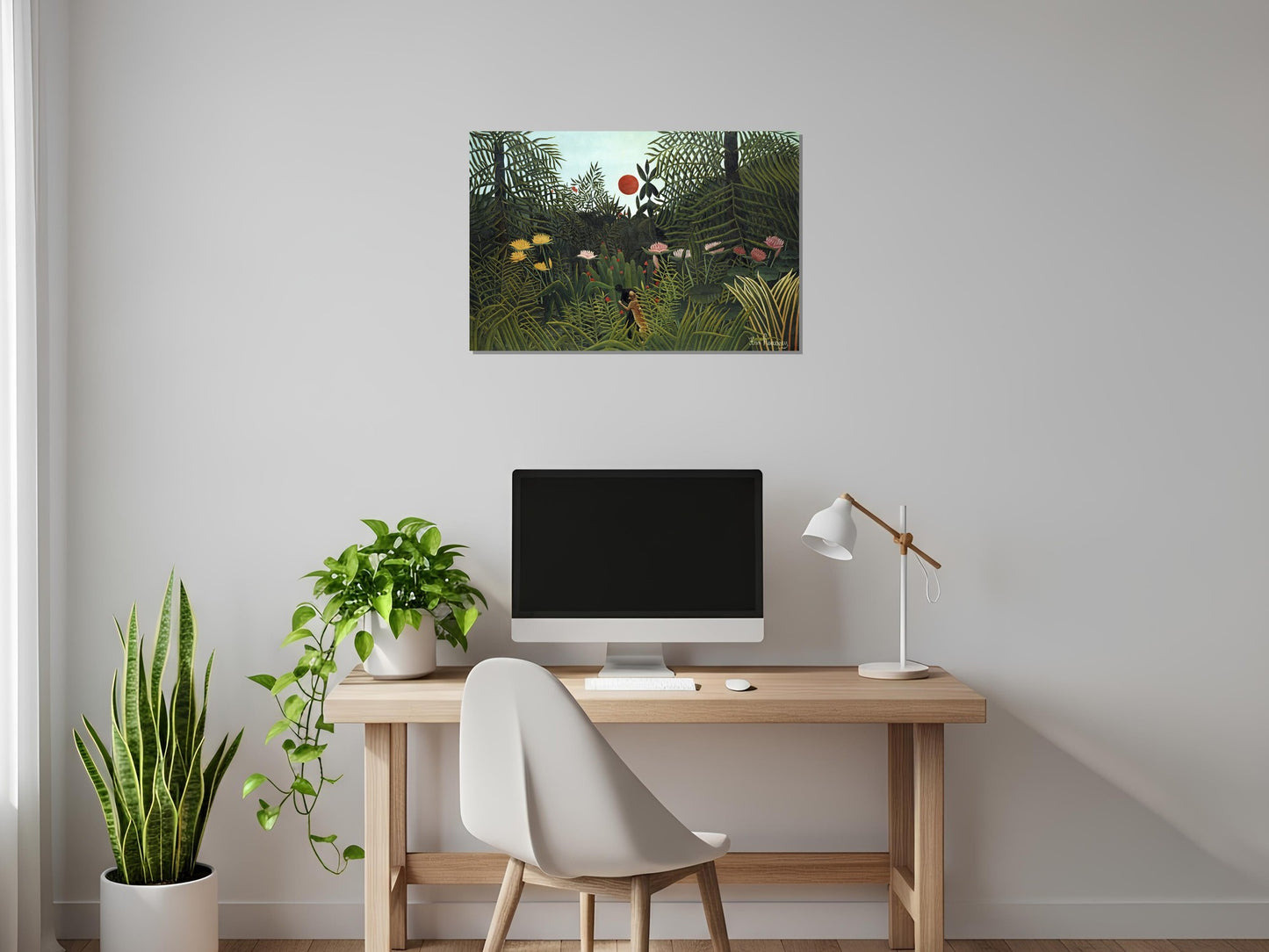 Paisaje selvático con sol poniente - Henri Rousseau