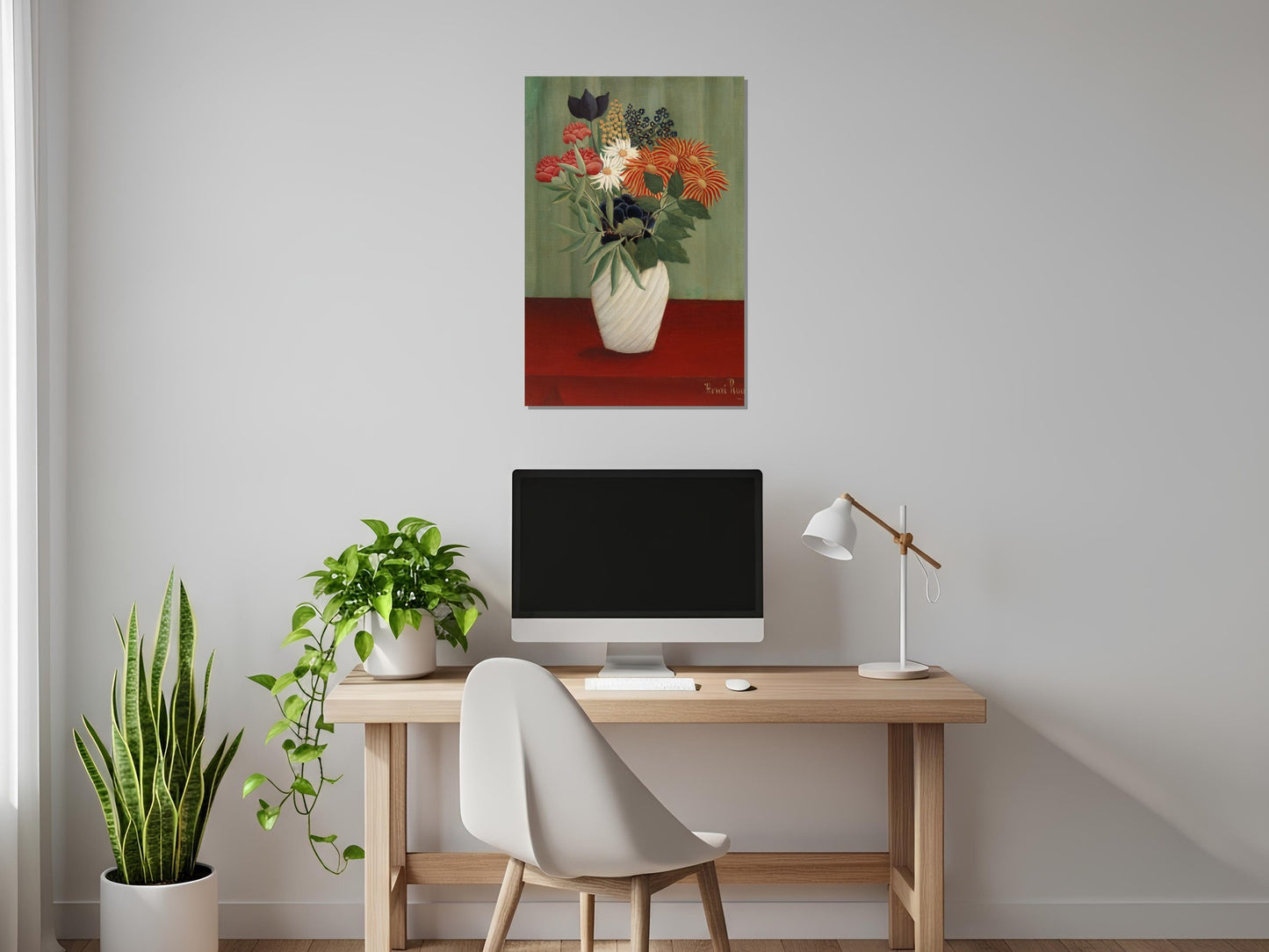 Ramo de flores con rama de hiedra - Henri Rousseau