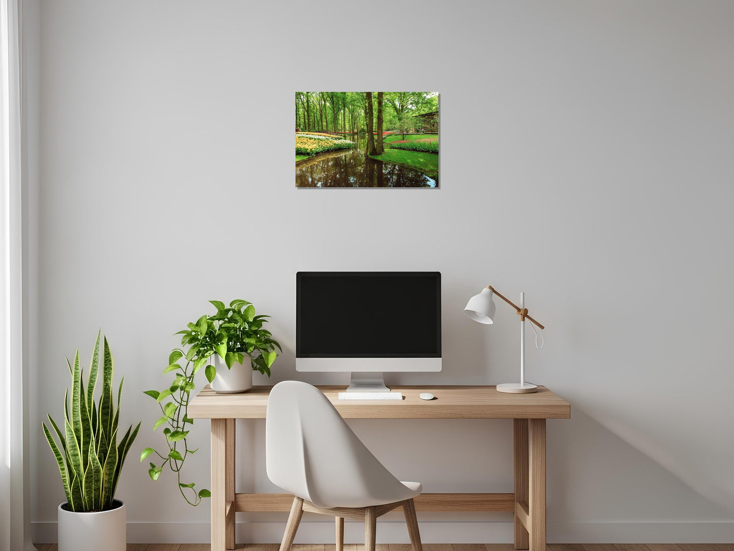 Agua, árboles y flores