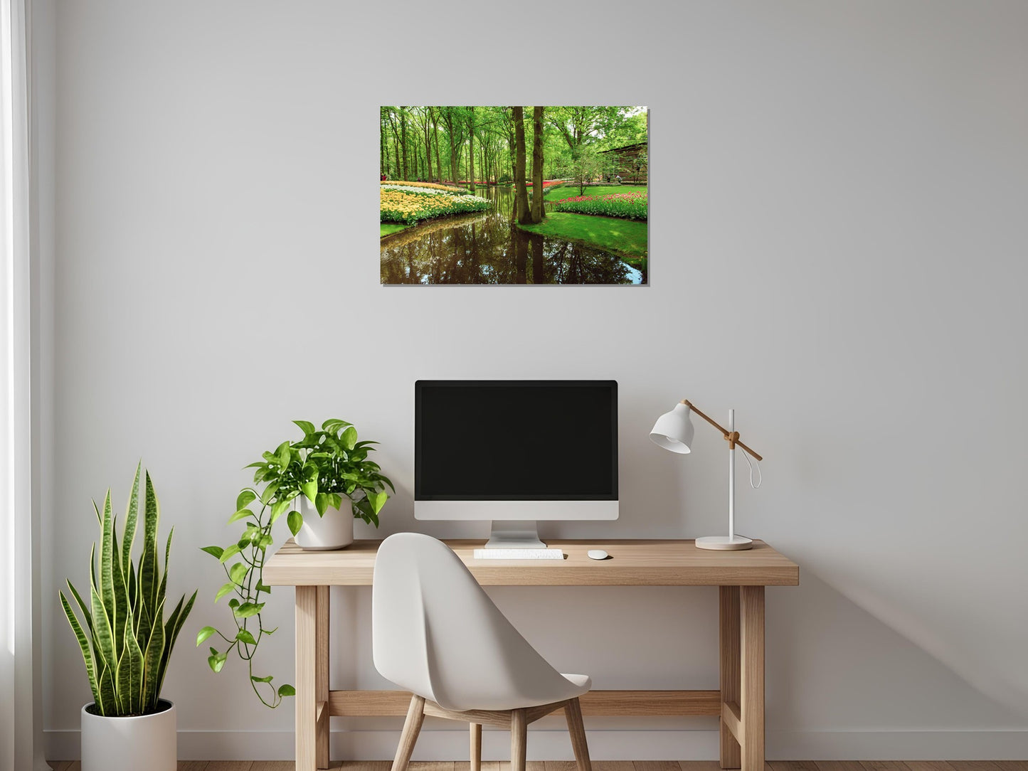 Agua, árboles y flores