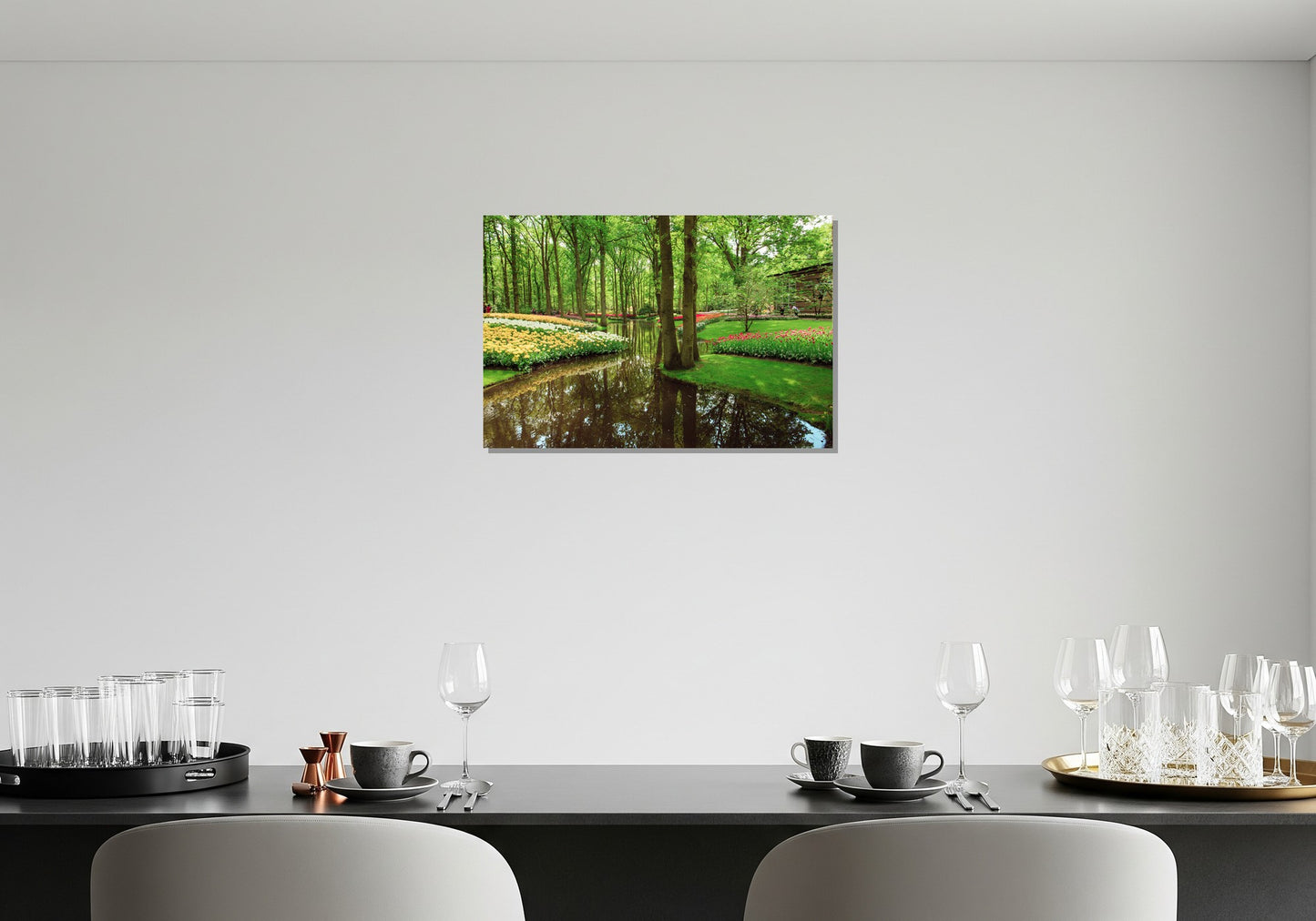 Agua, árboles y flores