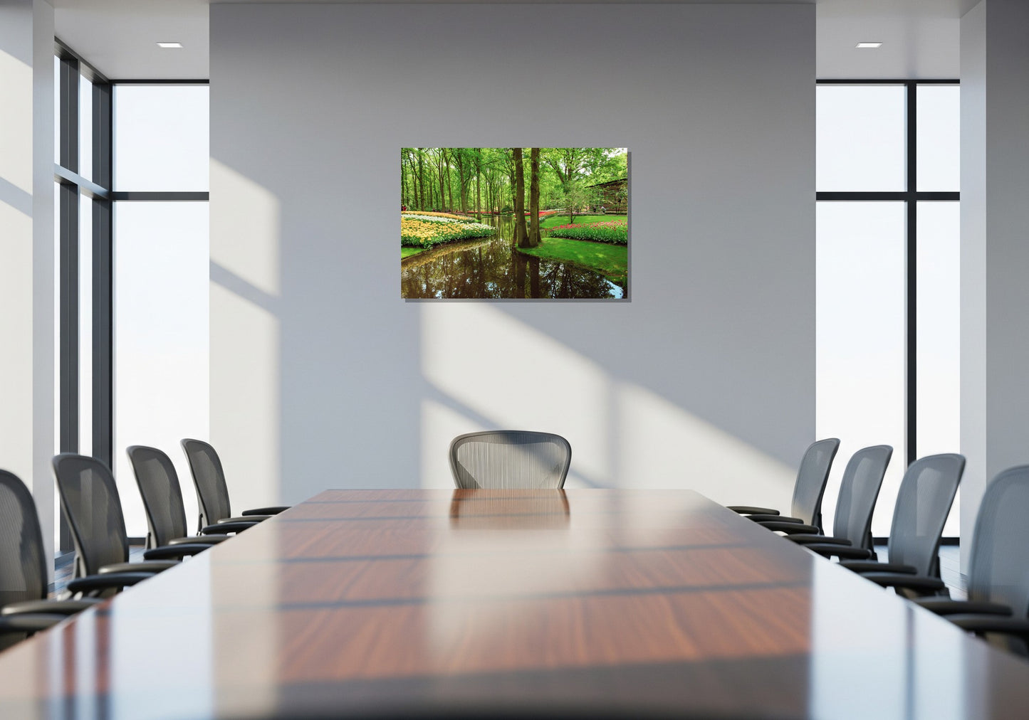 Agua, árboles y flores