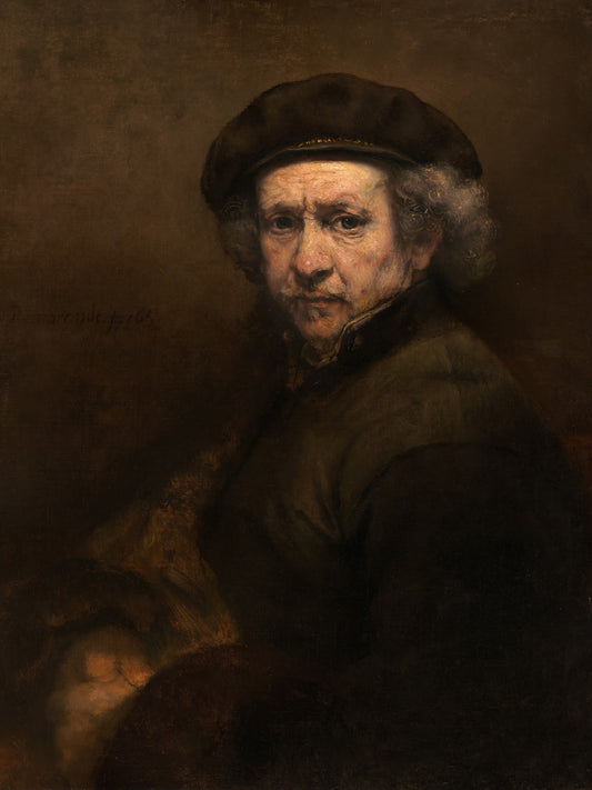 Autorretrato con boina y cuello volteado - Rembrandt van Rijn