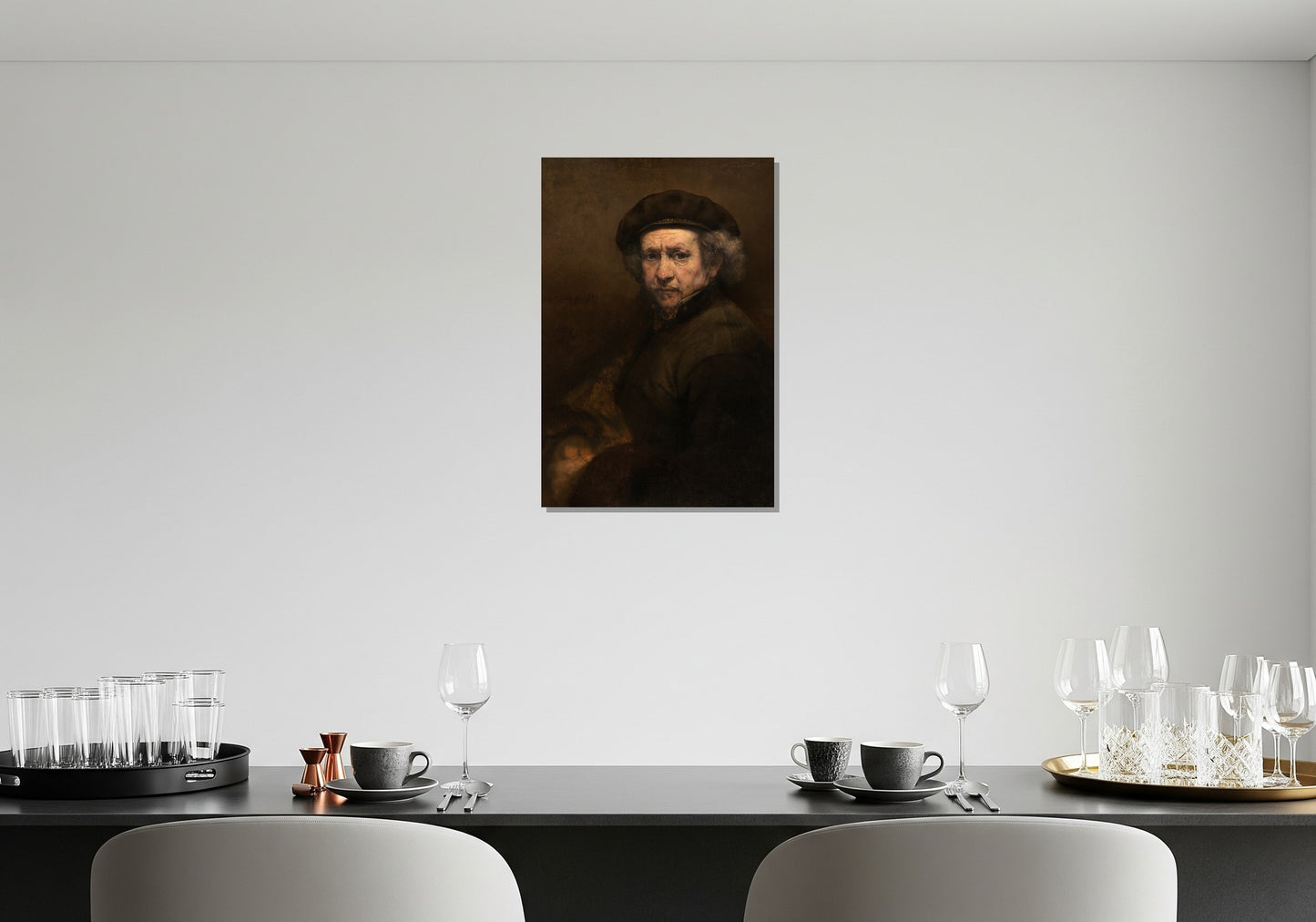 Autorretrato con boina y cuello volteado - Rembrandt van Rijn