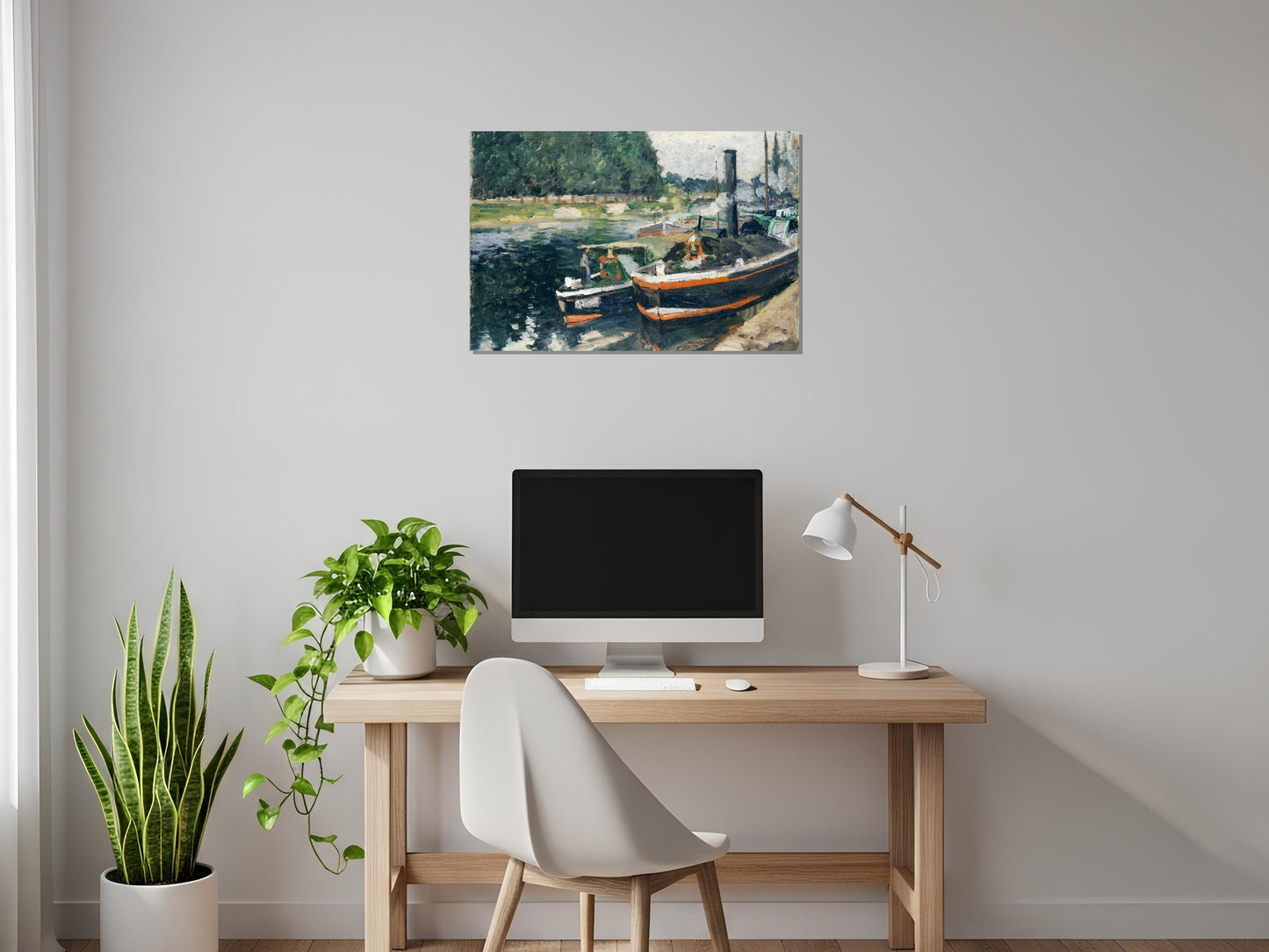 Barcazas en Pontoise - Camille Pissarro