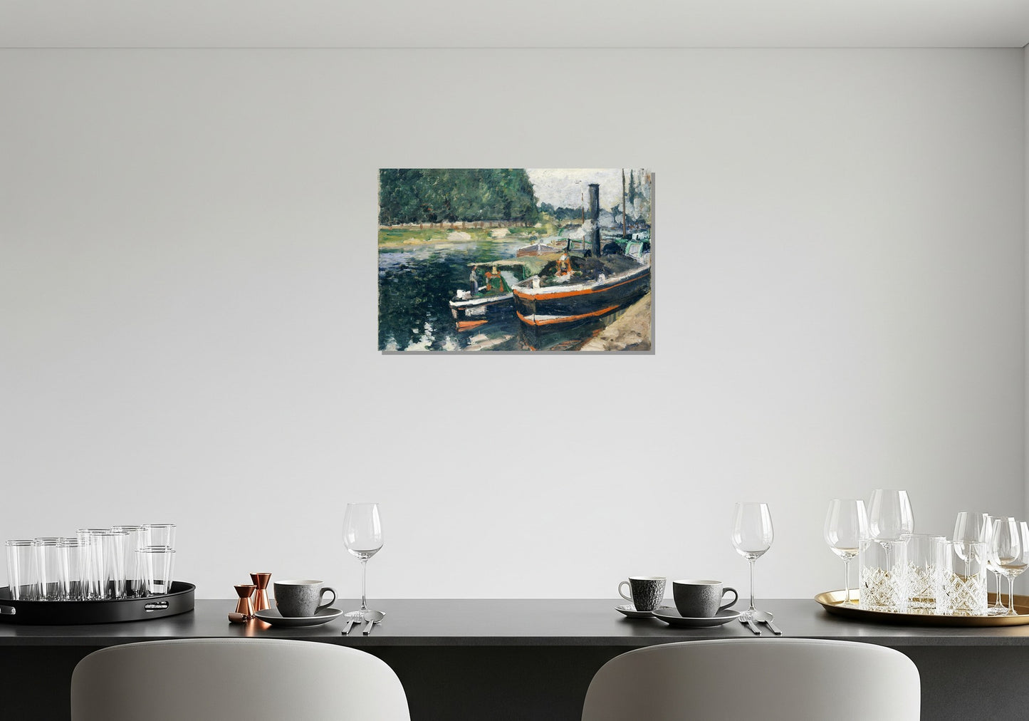 Barcazas en Pontoise - Camille Pissarro