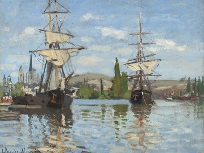 Barcos en el Sena en Rouen - Claude Monet