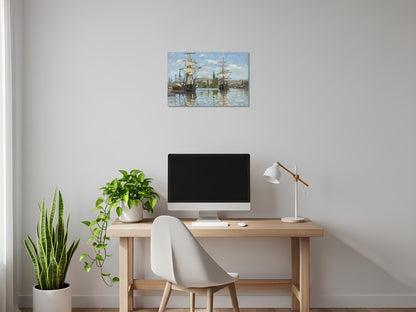 Barcos en el Sena en Rouen - Claude Monet