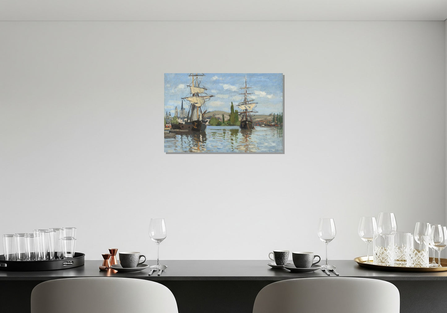 Barcos en el Sena en Rouen - Claude Monet