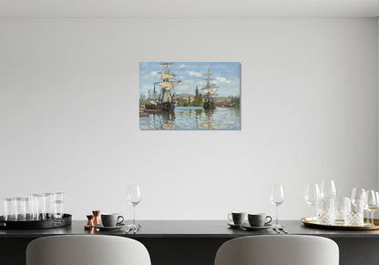 Barcos en el Sena en Rouen - Claude Monet