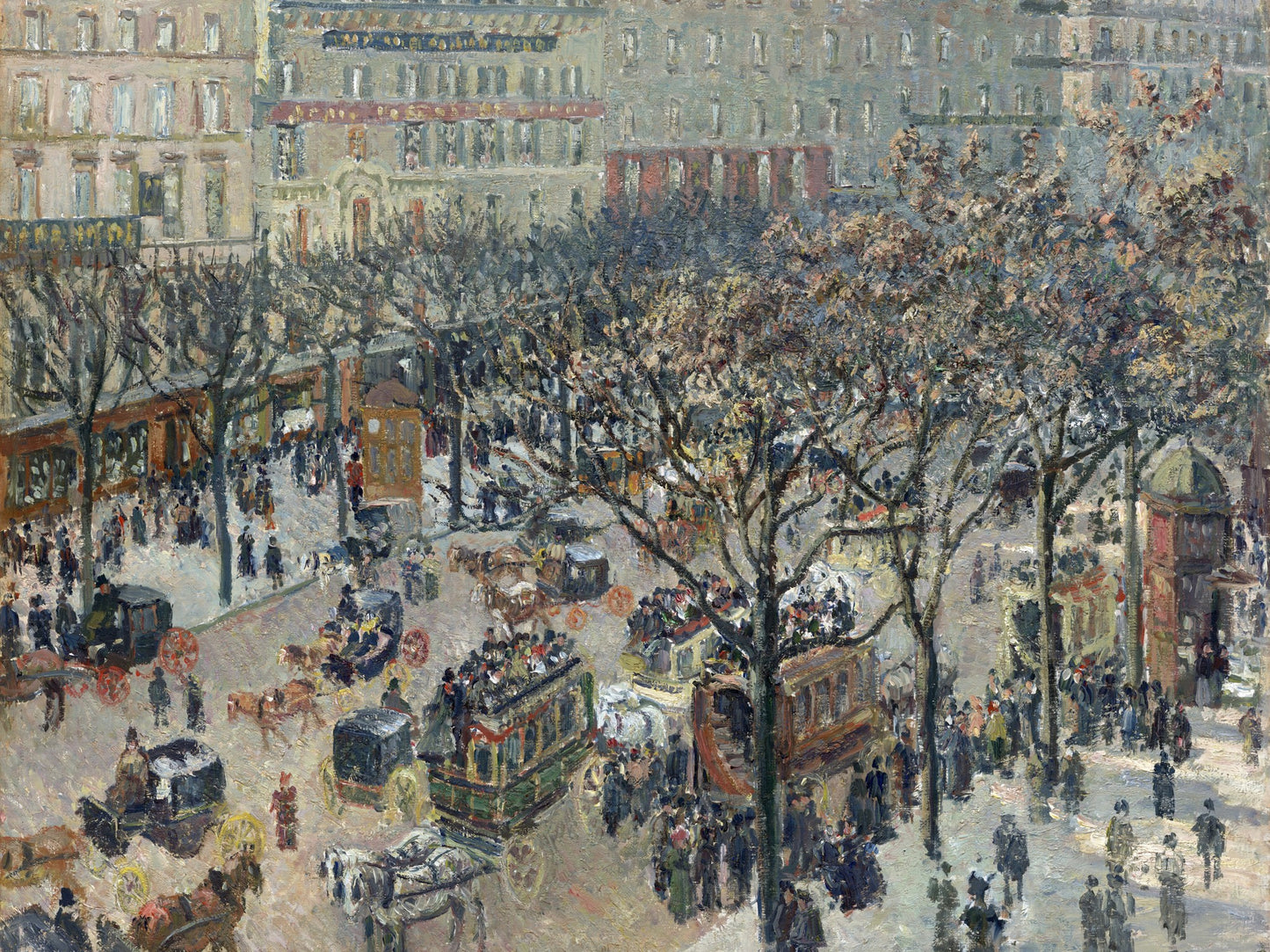 Boulevard des Italiens, mañana, luz del sol - Camille Pissarro