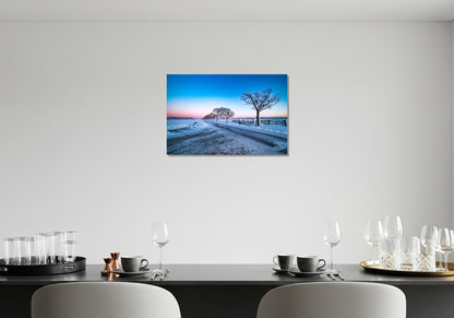 Camino de nieve al horizonte