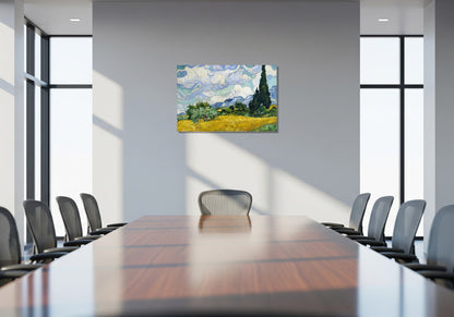 Campo de trigo con cipreses en Haude Galline cerca de Eygalieres - Vincent van Gogh