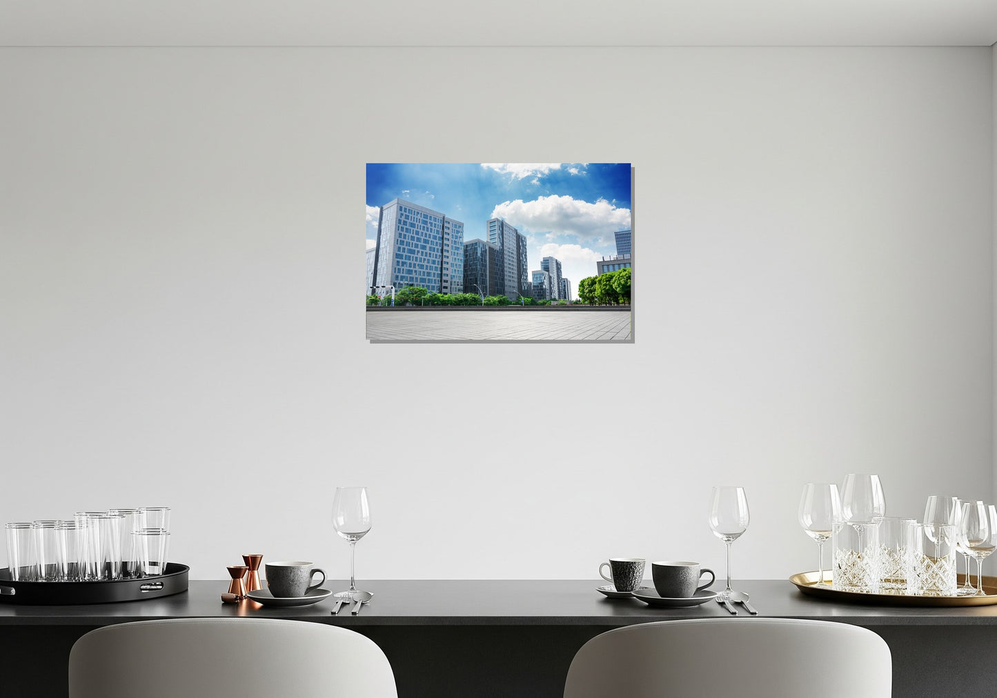 Concreto, vidrio y árboles