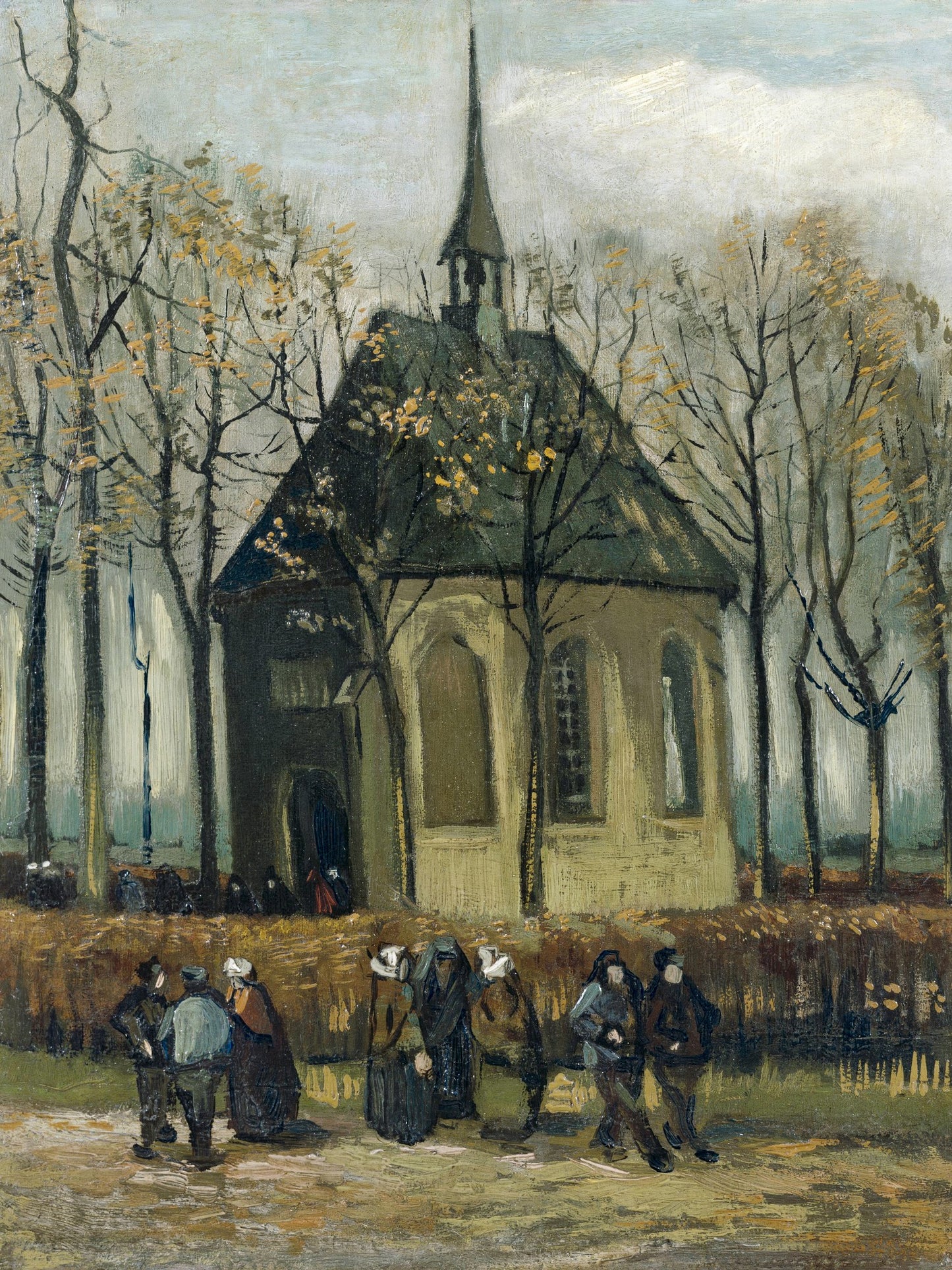 Congregación dejando la iglesia reformada en Nuenen -Vincent van Gogh