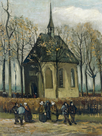 Congregación dejando la iglesia reformada en Nuenen -Vincent van Gogh