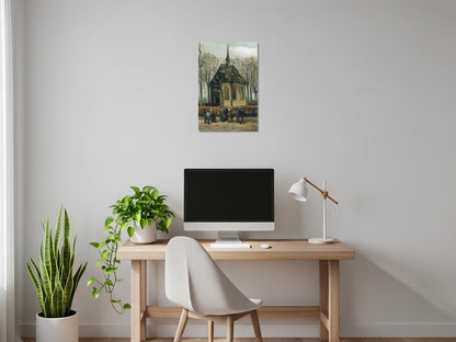 Congregación dejando la iglesia reformada en Nuenen -Vincent van Gogh