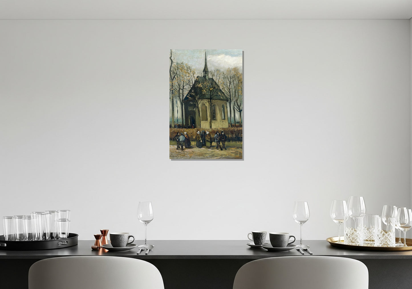 Congregación dejando la iglesia reformada en Nuenen -Vincent van Gogh