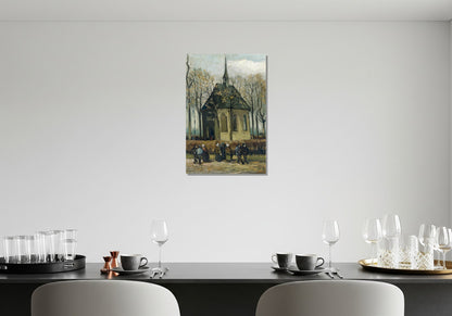 Congregación dejando la iglesia reformada en Nuenen -Vincent van Gogh