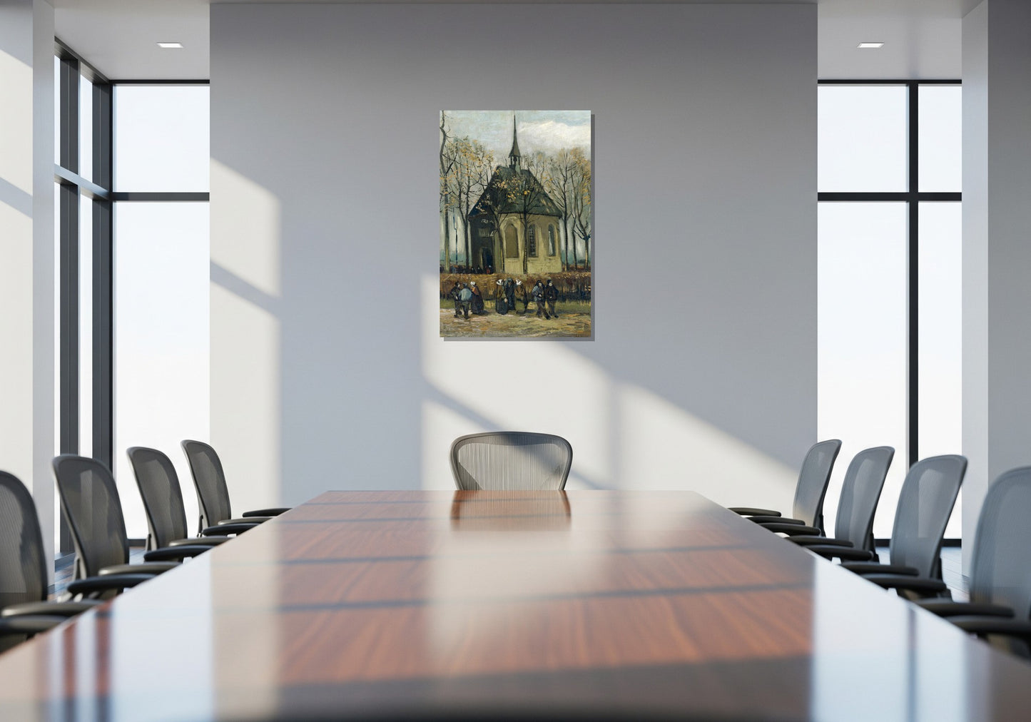 Congregación dejando la iglesia reformada en Nuenen -Vincent van Gogh