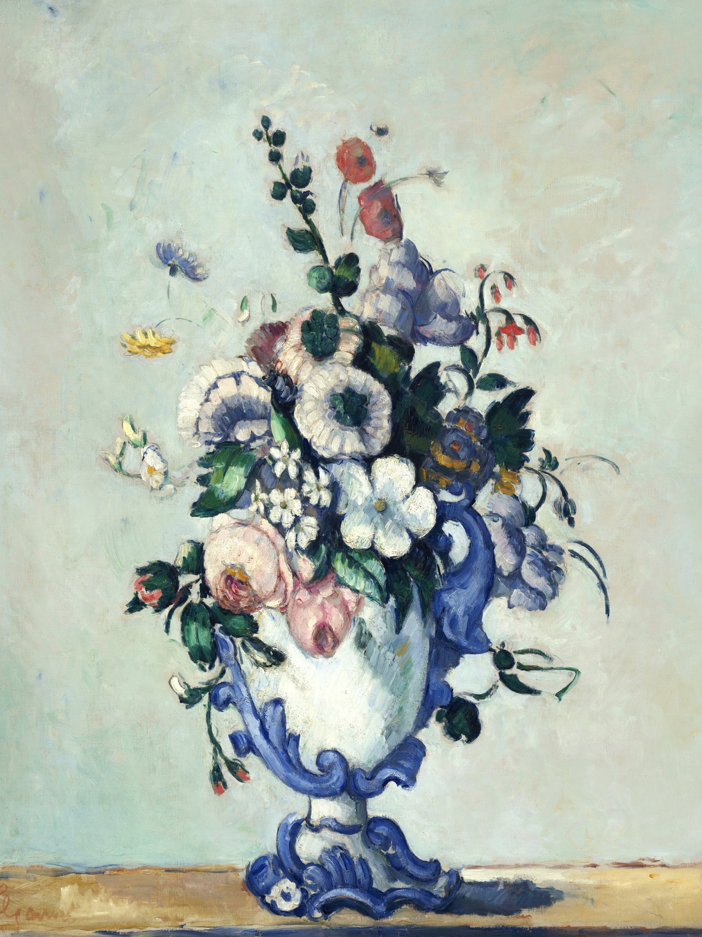 Flores en un jarrón rococó - Paul Cezanne