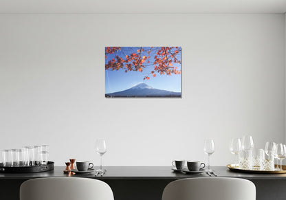 Hojas de arce y monte Fuji