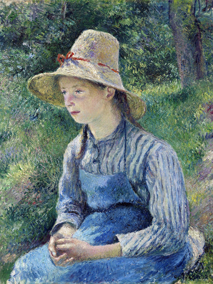 Joven campesina con sombrero de paja - Camille Pissarro