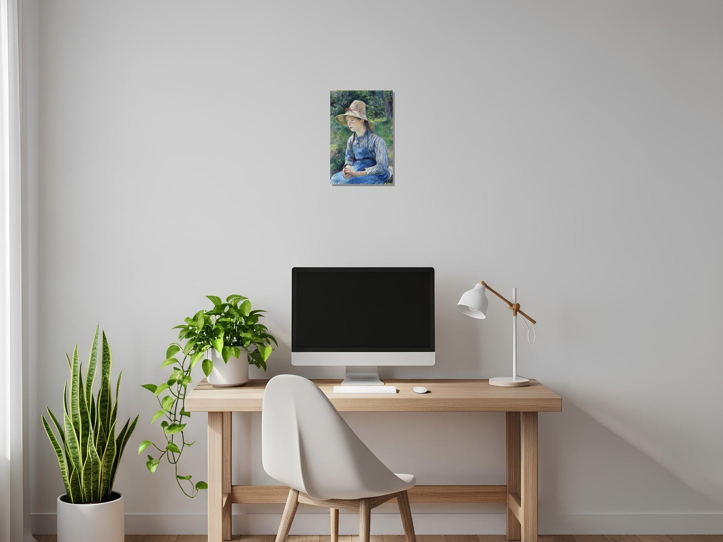 Joven campesina con sombrero de paja - Camille Pissarro