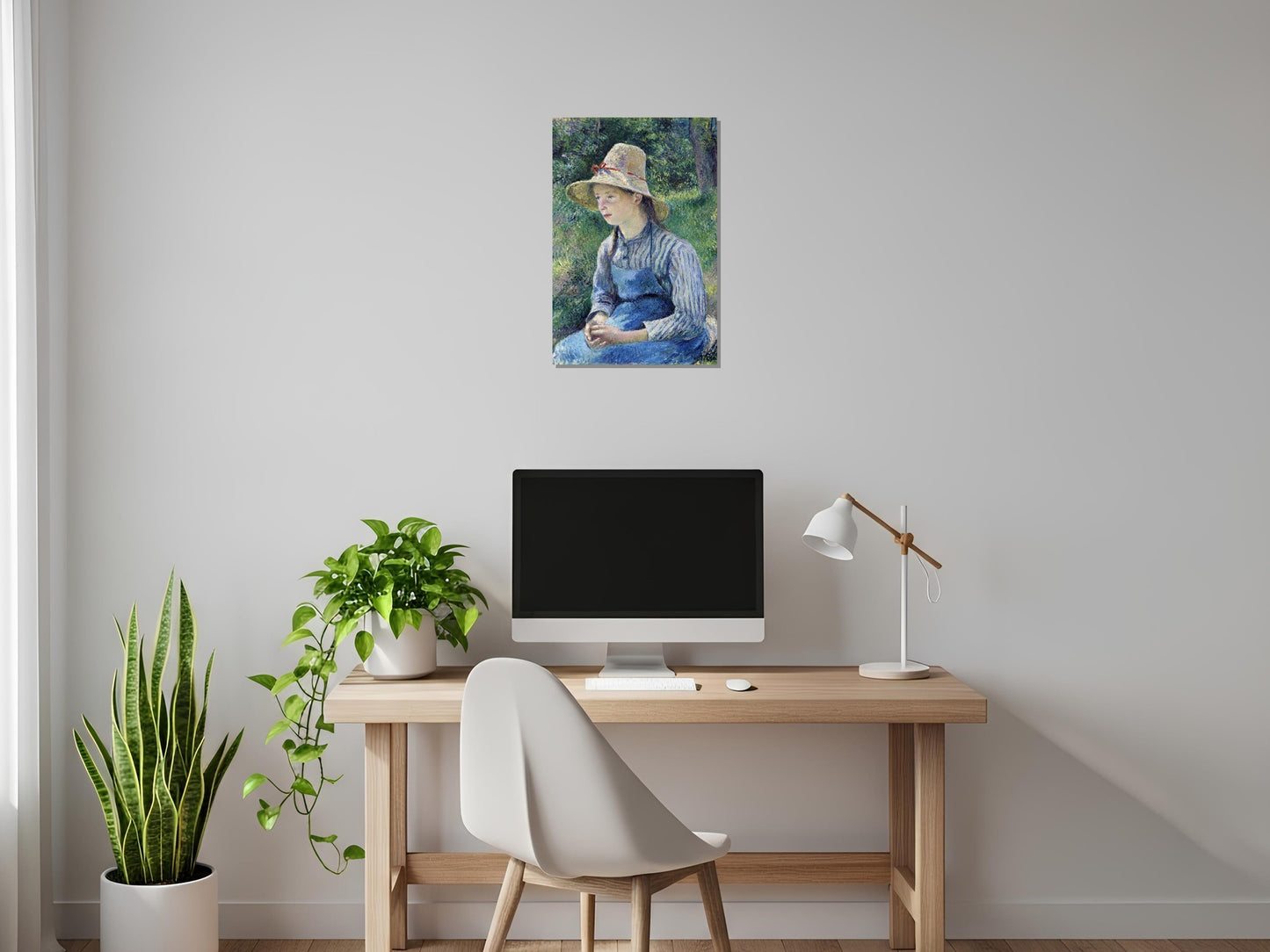 Joven campesina con sombrero de paja - Camille Pissarro