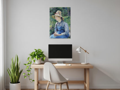 Joven campesina con sombrero de paja - Camille Pissarro