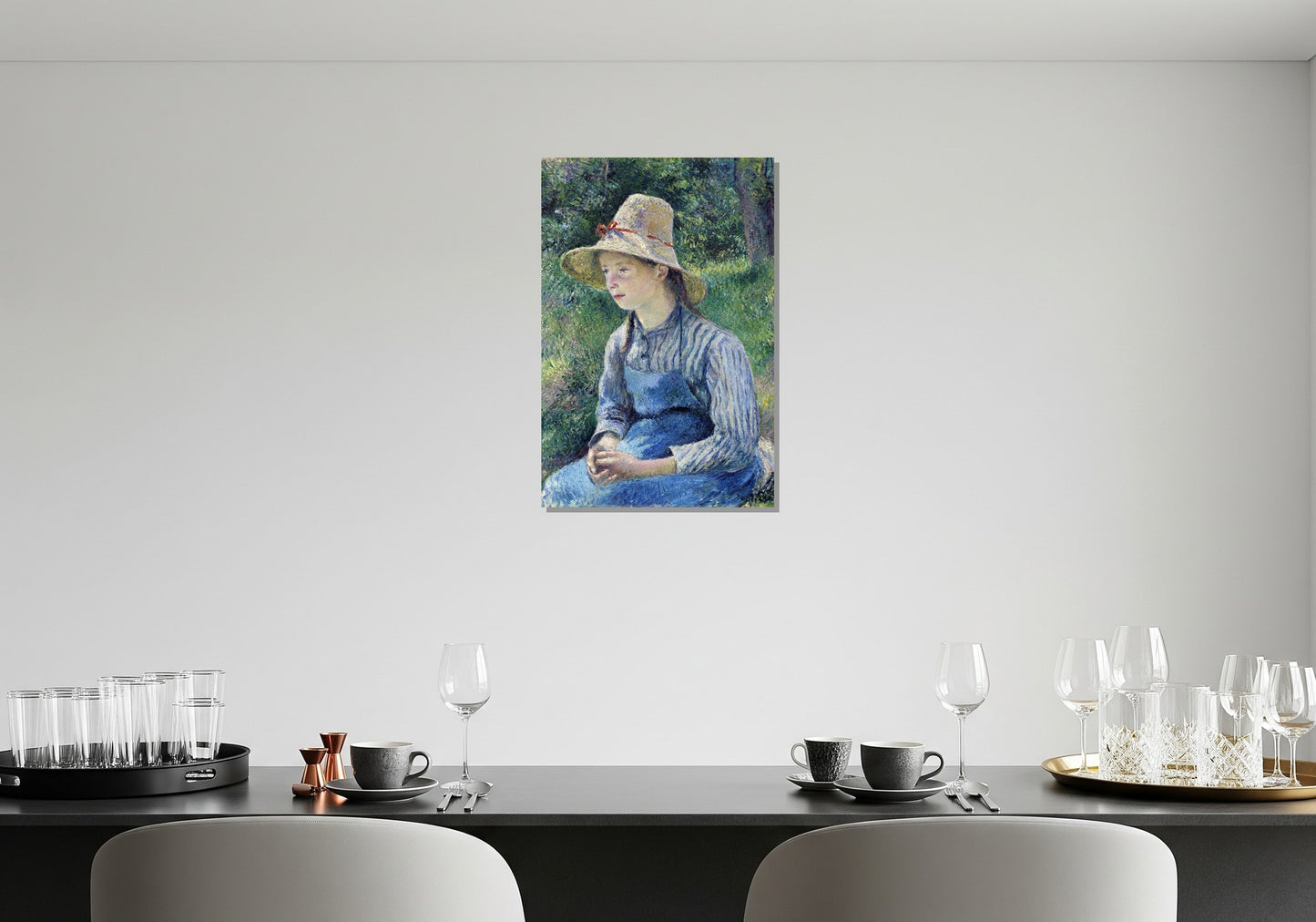 Joven campesina con sombrero de paja - Camille Pissarro