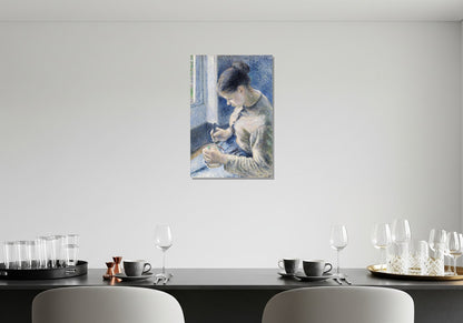 Joven campesina tomando su café - Camille Pissarro