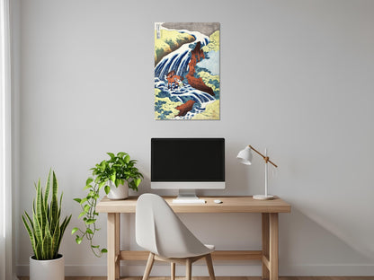 La cascada donde Yoshitsune lavó su caballo en Yoshino en la Provincia de Yamato - Katsushika Hokusai