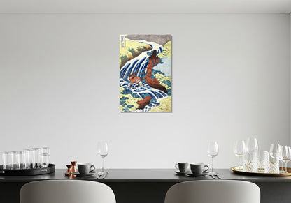 La cascada donde Yoshitsune lavó su caballo en Yoshino en la Provincia de Yamato - Katsushika Hokusai