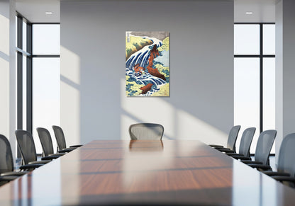 La cascada donde Yoshitsune lavó su caballo en Yoshino en la Provincia de Yamato - Katsushika Hokusai