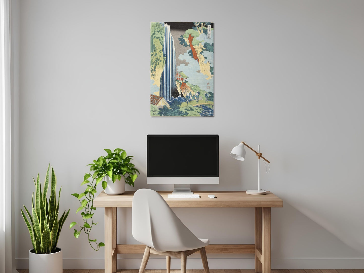 La cascada en Ono en la ruta del Kisokaido - Katsushika Hokusai