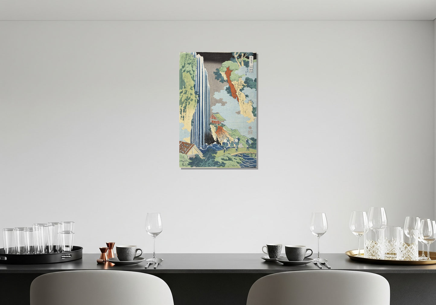 La cascada en Ono en la ruta del Kisokaido - Katsushika Hokusai