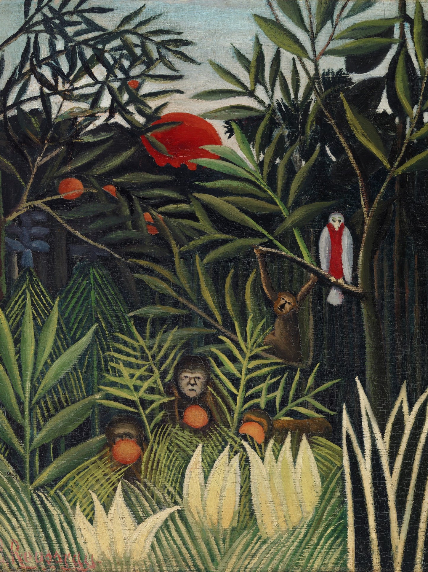 Monos y loro en la selva virgen - Henri Rousseau