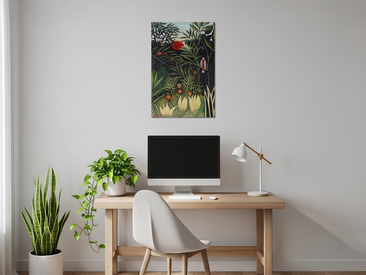 Monos y loro en la selva virgen - Henri Rousseau