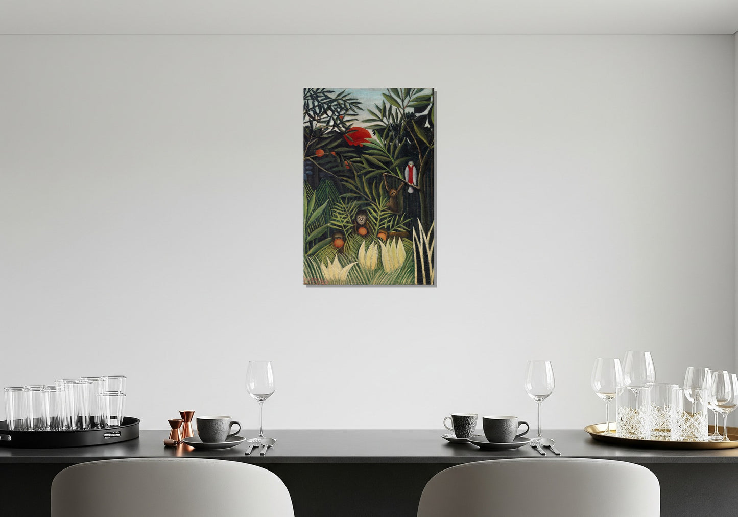 Monos y loro en la selva virgen - Henri Rousseau