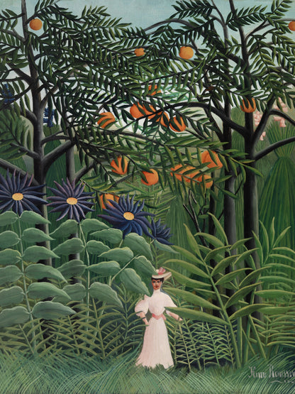 Mujer caminando en un bosque - Henri Rousseau