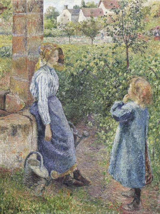 Mujer y niño en el pozo - Camille Pissarro