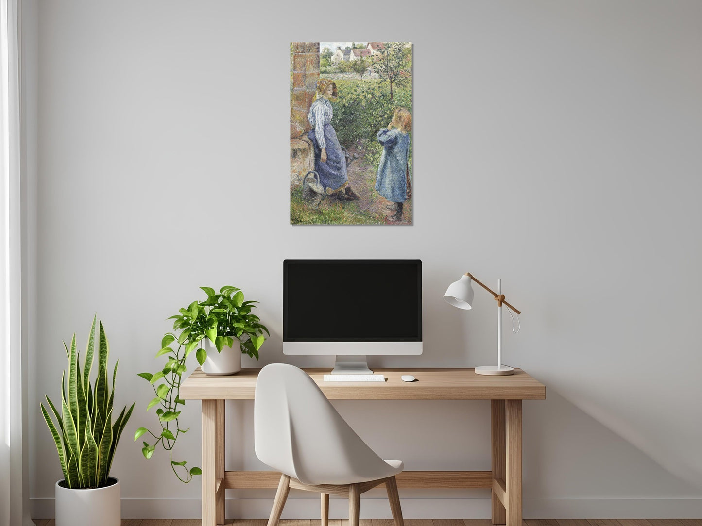 Mujer y niño en el pozo - Camille Pissarro