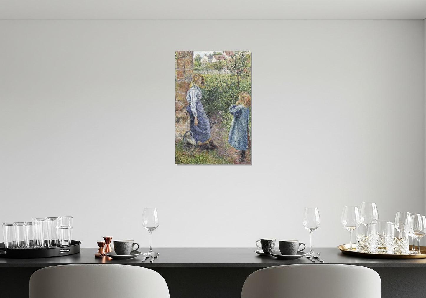 Mujer y niño en el pozo - Camille Pissarro