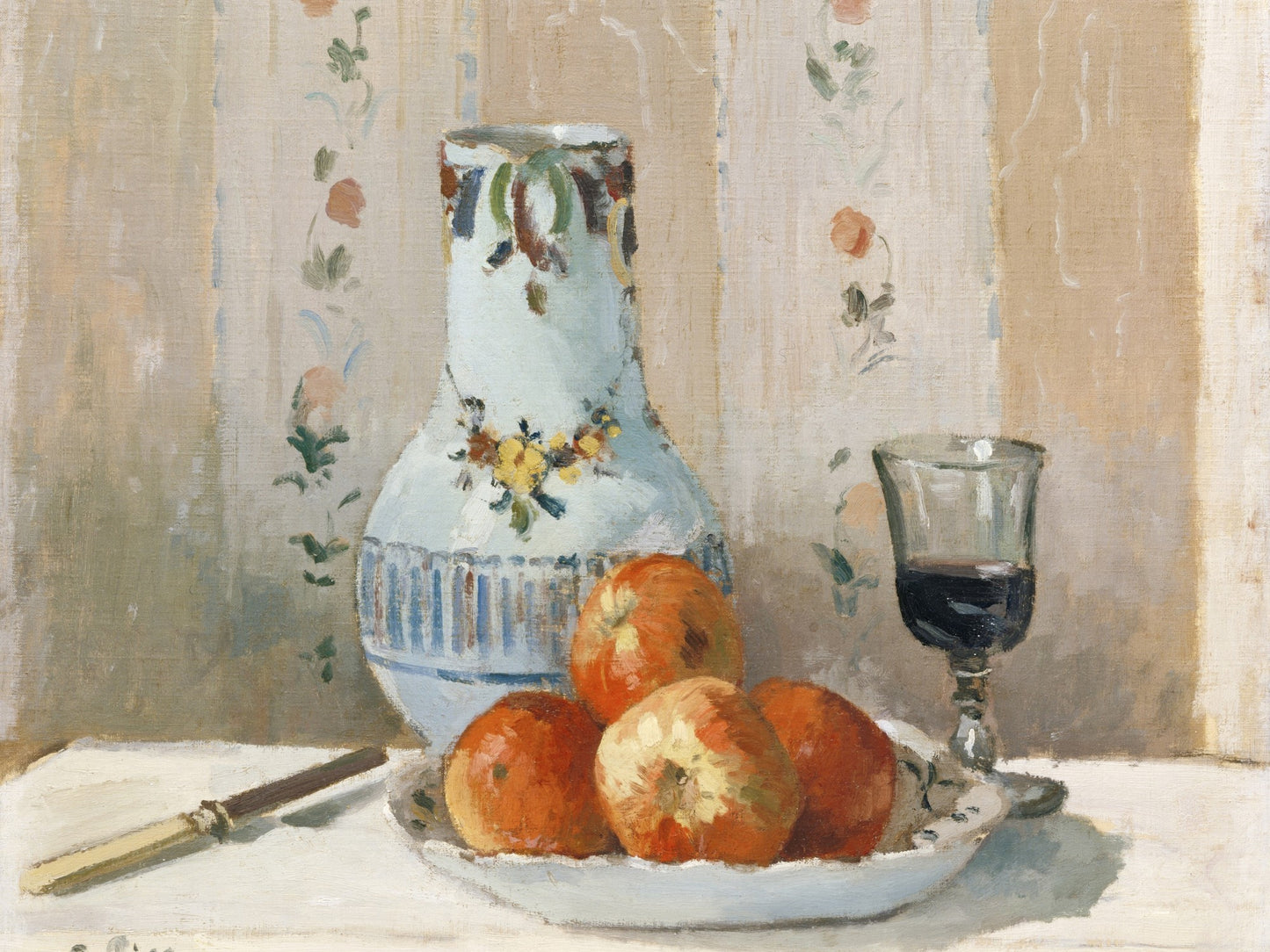 Naturaleza muerta con manzanas y cántaro - Camille Pissarro